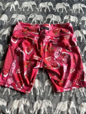 Pink Strawberry Dessert Active Shorts